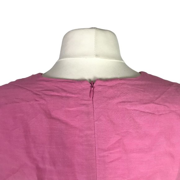 Whistles Linen Mix Midi Dress Pink Size 16 Frill Sleeves Empire Waist - Picture 7 of 14